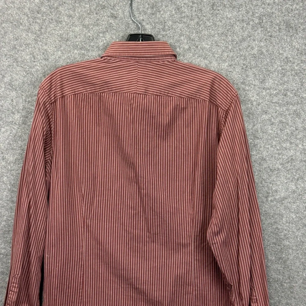 Banana Republic Mens S Burgundy Striped Long Sleeve Button Down Shirt Stretch